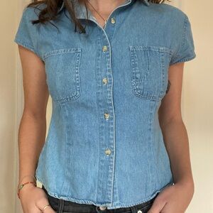 Cute Vintage Denim Short Sleeve Shirt
